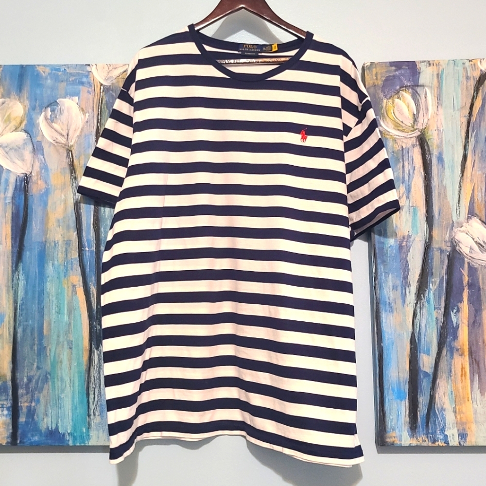 Striped Navy and White Men's Shirt